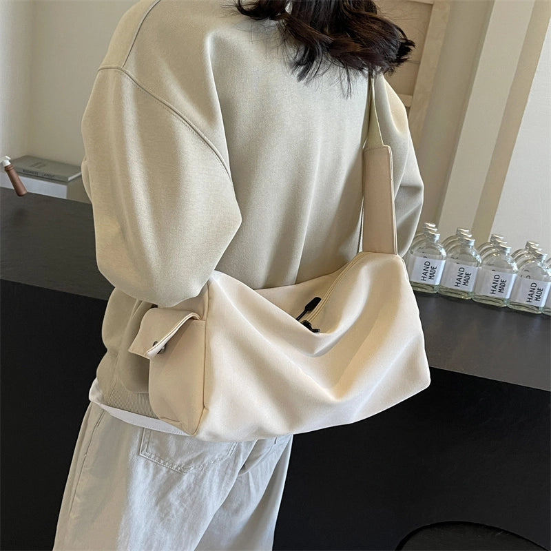 Women's Medium Cloth Solid Color Basic Zipper Crossbody Bag