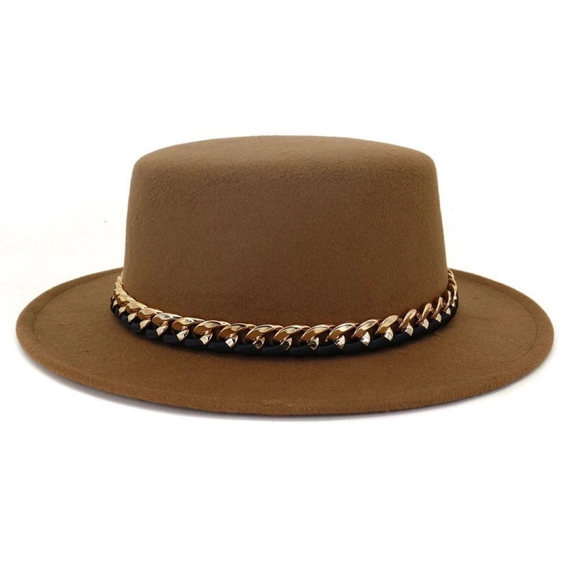 Retro Small Edge Flat Top Hat Fashion Style Autumn And Winter Woolen Hat