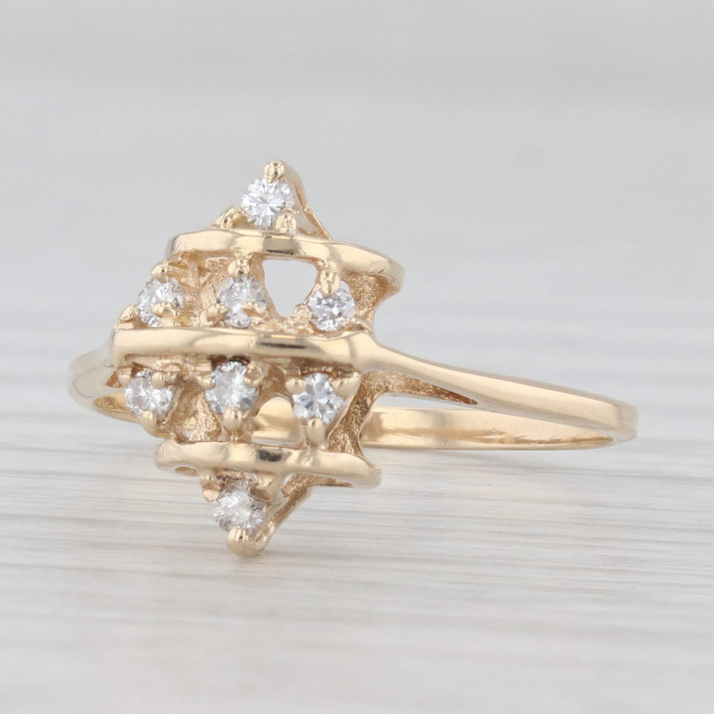 0.12ctw Diamond Cluster Ring 14k Yellow Gold Size 6