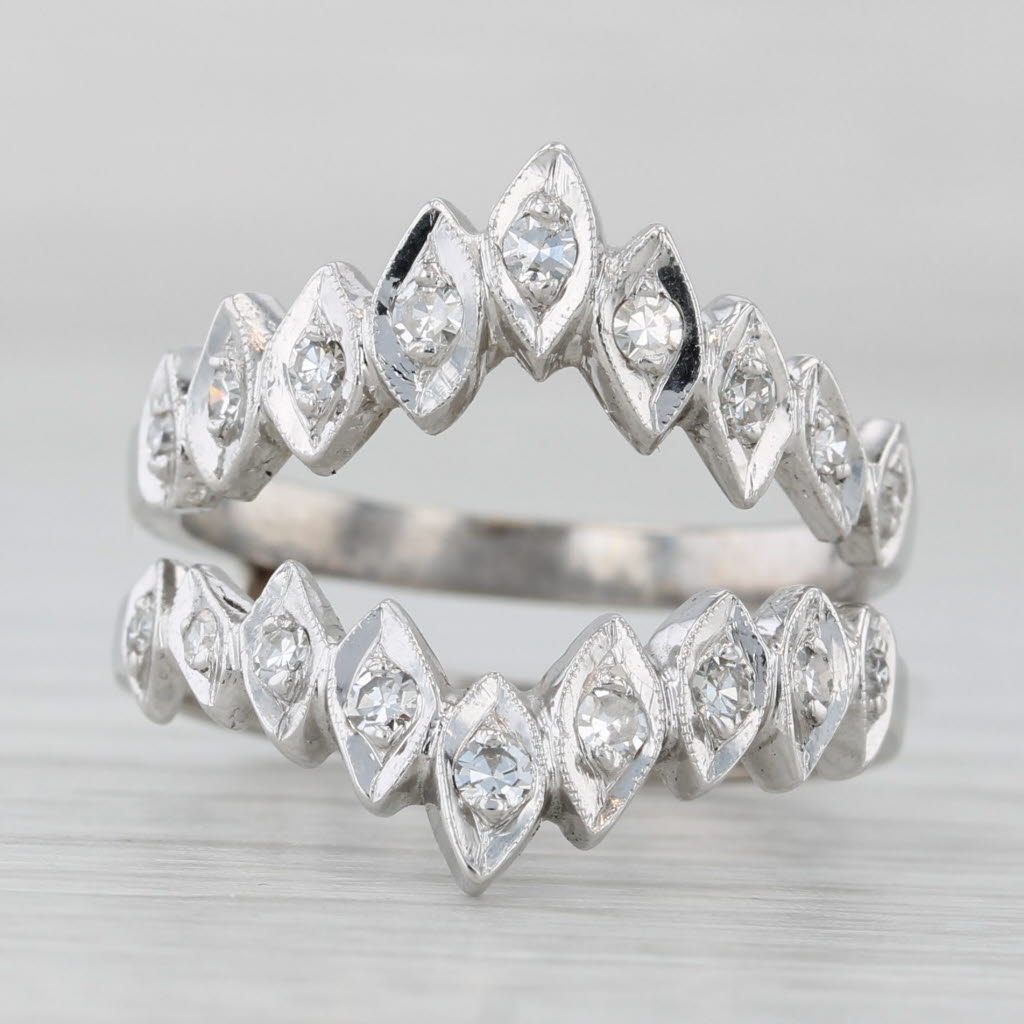 0.30ctw Diamond Enhancer Jacket Ring 14k White Gold Size 6.75 Wedding Band