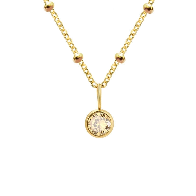 304 Stainless Steel 14K Gold Plated Basic Modern Style Classic Style Inlay Geometric Rhinestones Pendant Necklace