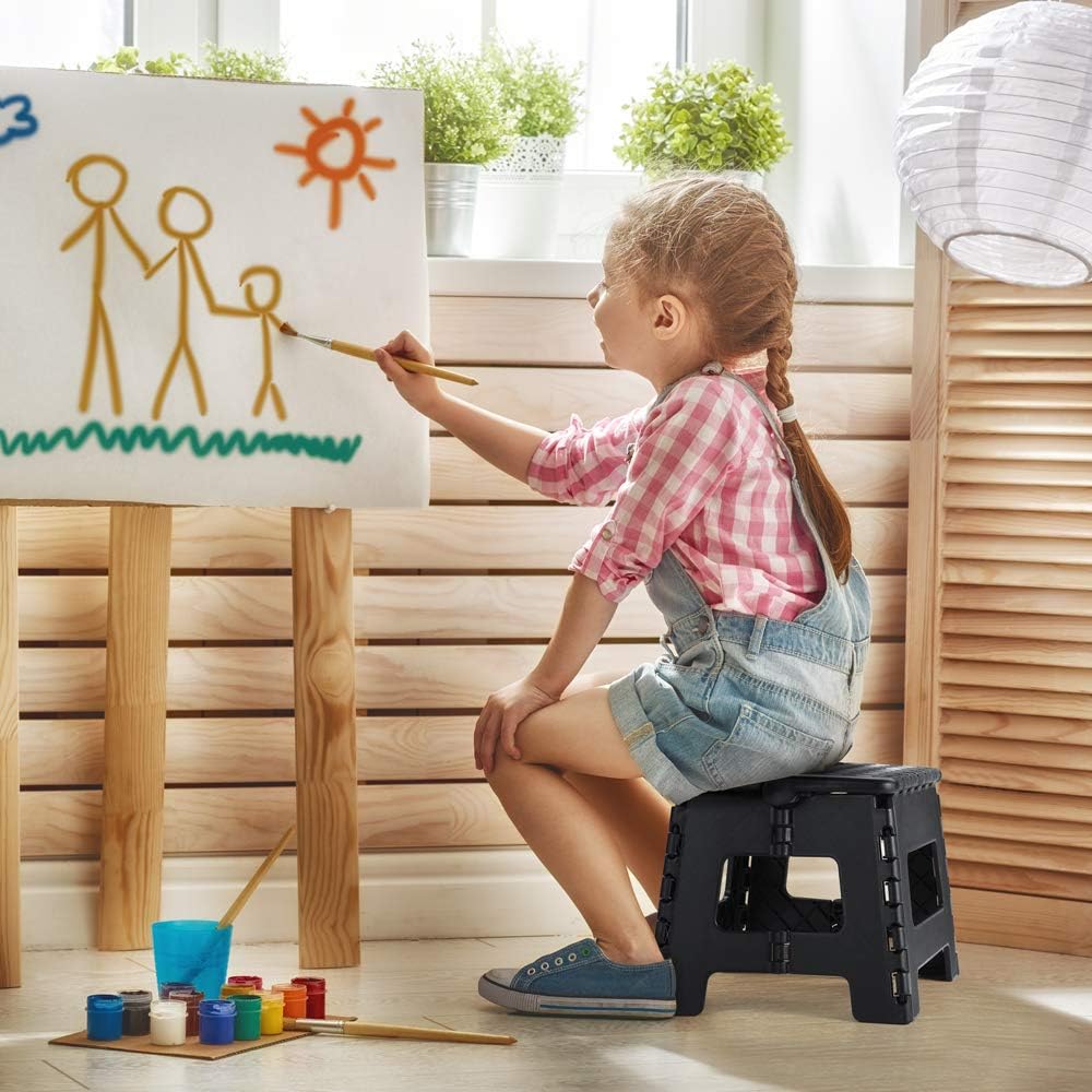 Folding Step Stool 9'' Tall Kids Step Stool Holds Up to 300 lb