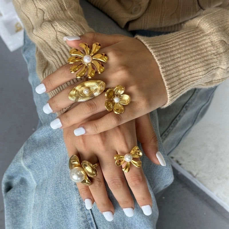 Minimalist Classic Style Geometric 304 Stainless Steel Plating Open Rings