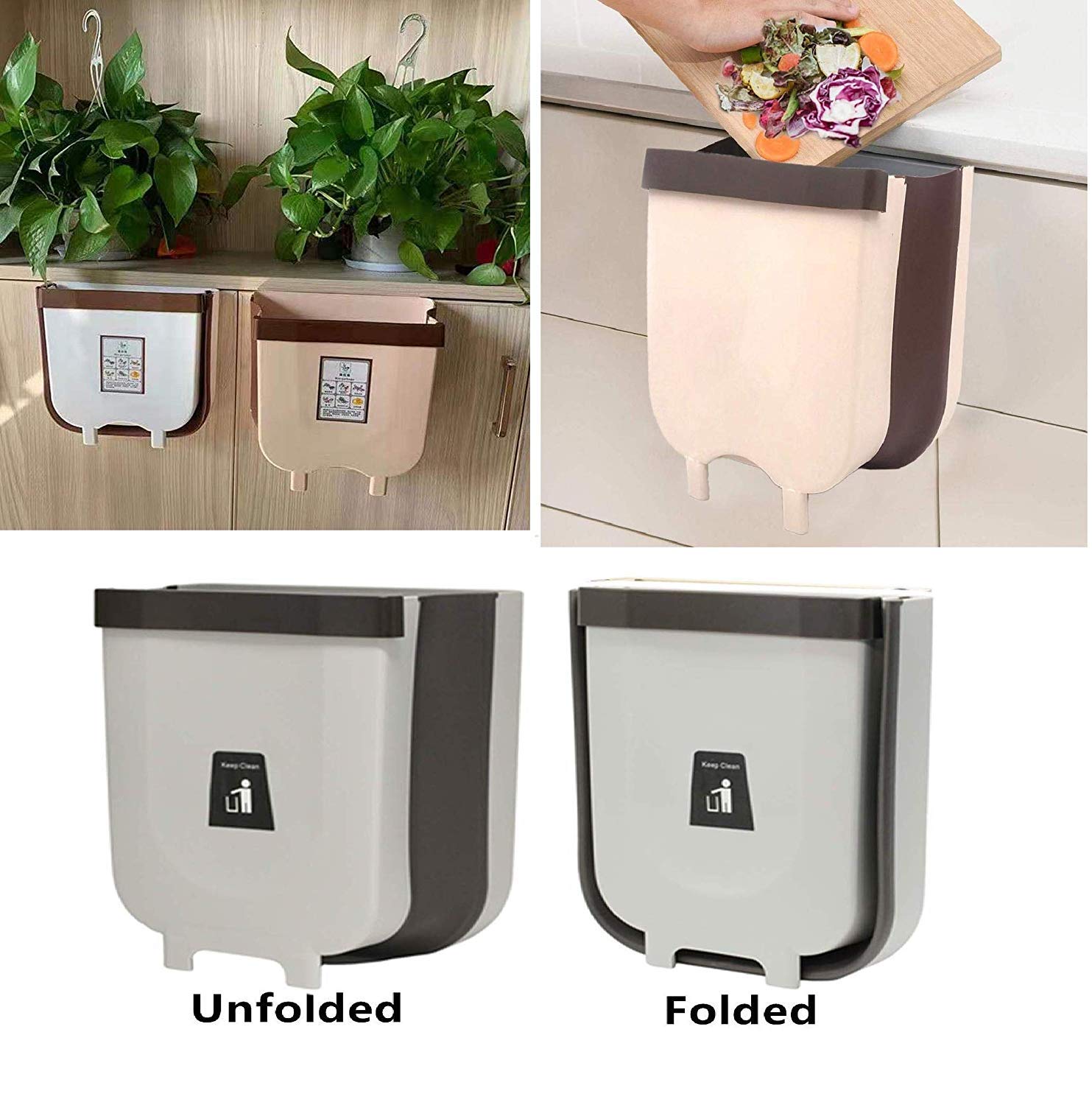 Hanging Trash Can Kitchen Cabinet Door Collapsible Dust Bin. Hanging Trash Holder Dustbin