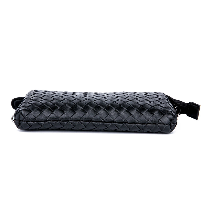 Women's Medium Leather Solid Color Vintage Style Classic Style Weave Square Zipper Crossbody Bag
