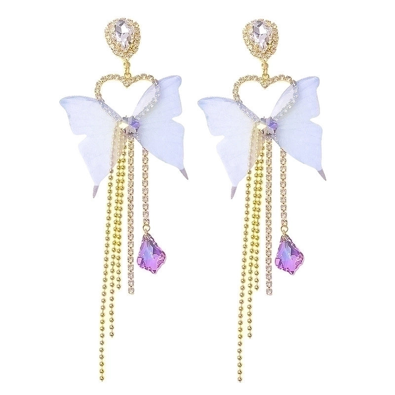 Fashion Geometric Heart Shape Bow Knot Copper Diamond Artificial Pearls Zircon Drop Earrings 1 Pair