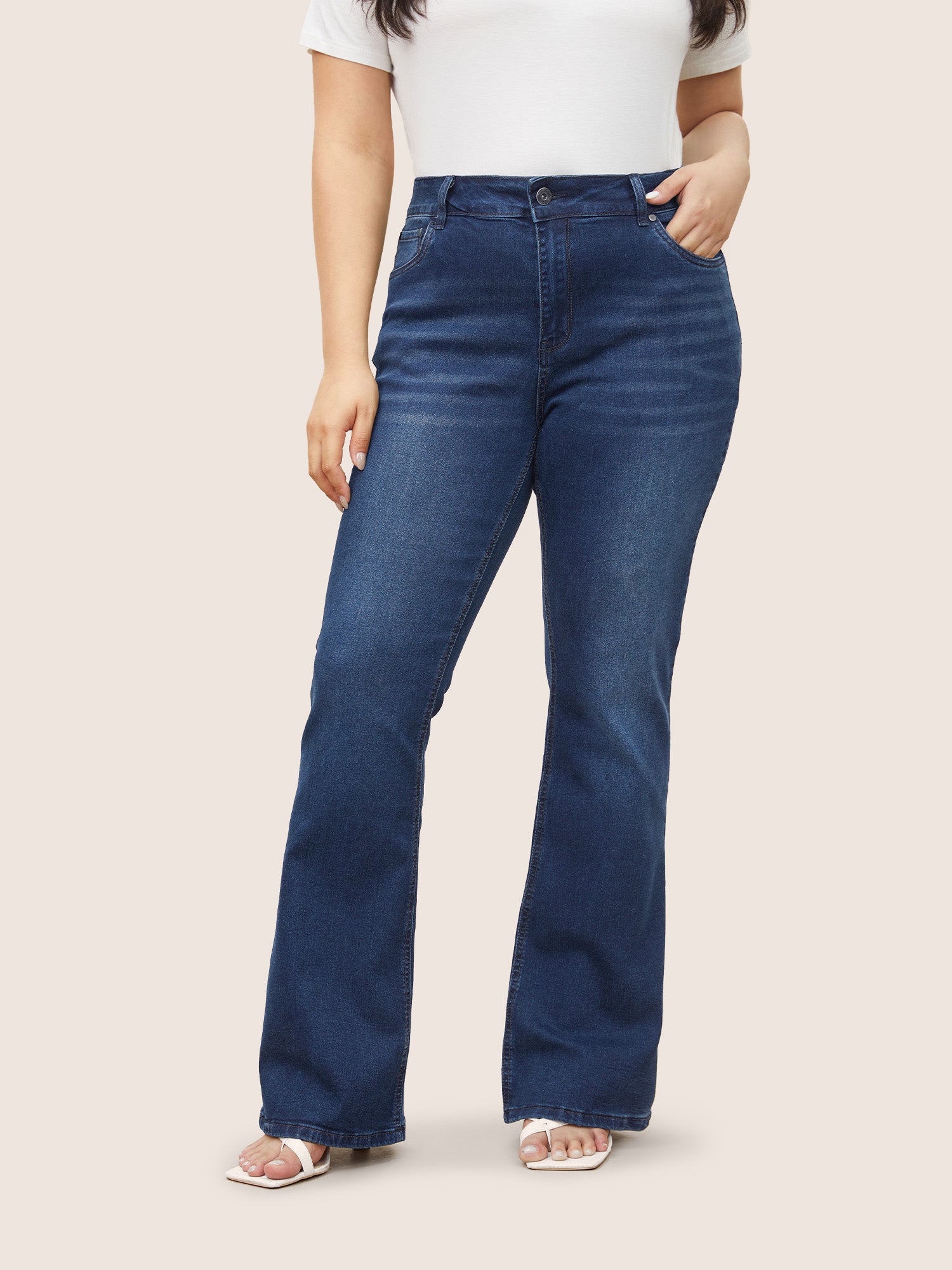 Bootcut Very Stretchy Mid Rise Medium Wash Sculpt Waist Jeans