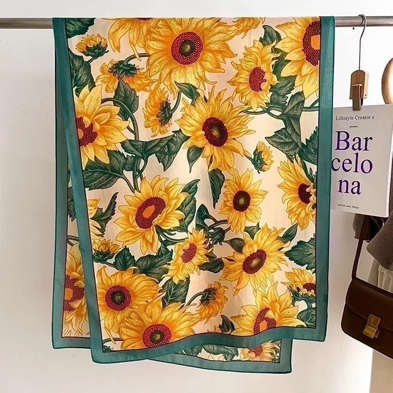 Women's Minimalist Flower Imitation Wool Printing Scarf