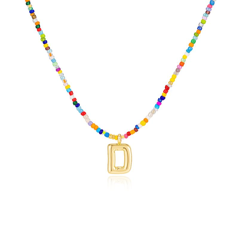 🌈 Letter Beaded Necklace for Women🔤A-Z