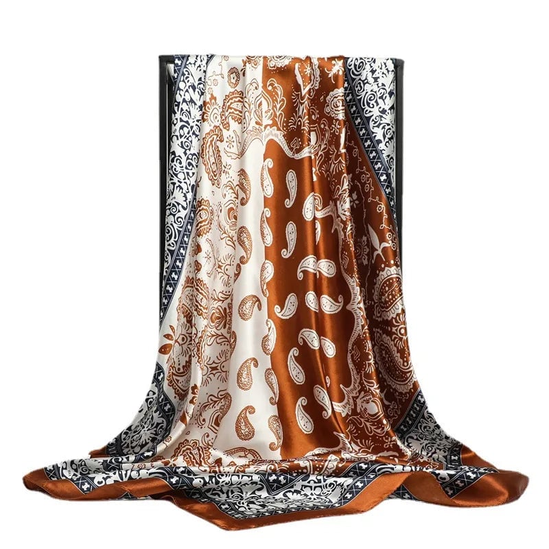 Women's Hip-Hop Streetwear Cashew Nuts Polyester Satin Ethnic Style Silk Scarf