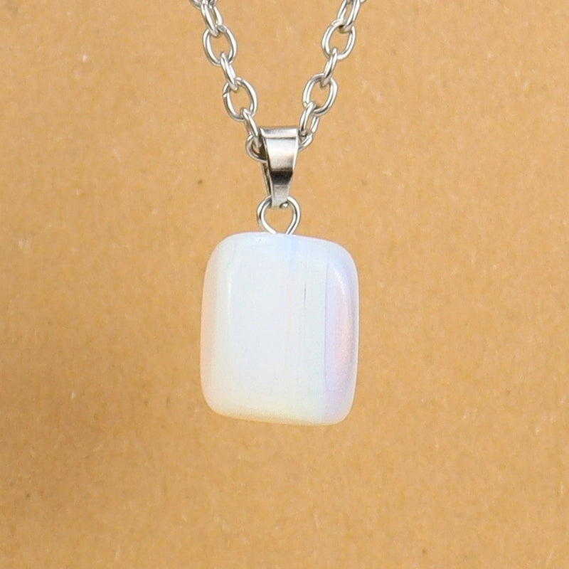 Minimalist Geometric Natural Stone Ferroalloy Knitting Pendant Necklace