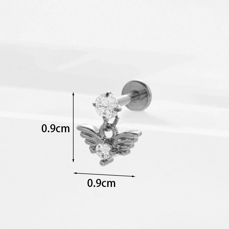 Ear Cartilage Rings & Studs Flower 316L Stainless Steel  Copper Inlaid Zircon