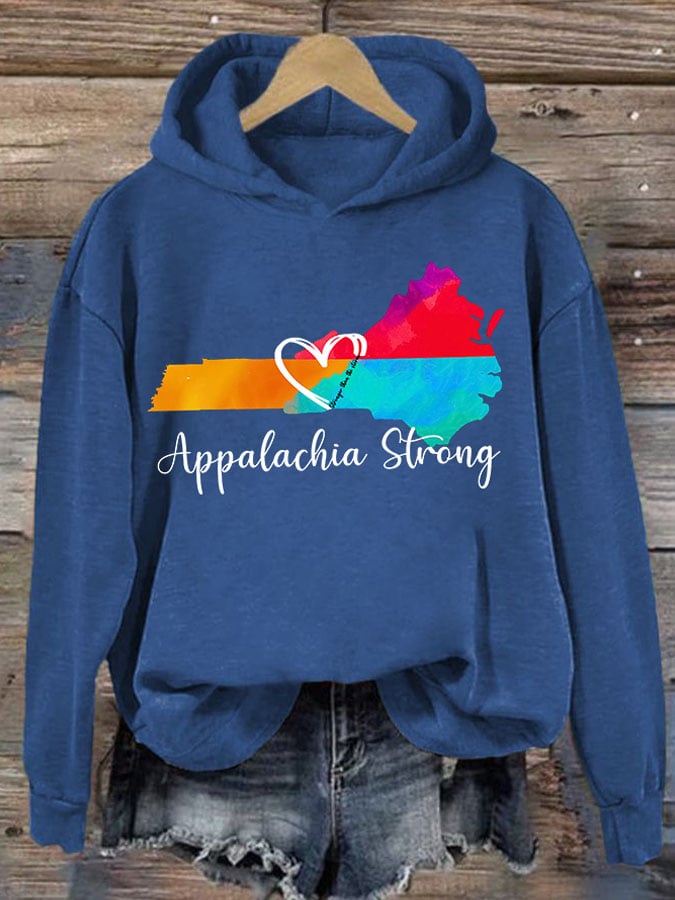 Retro Appalachia Strong Stronger Than The Storm Print Hoodie