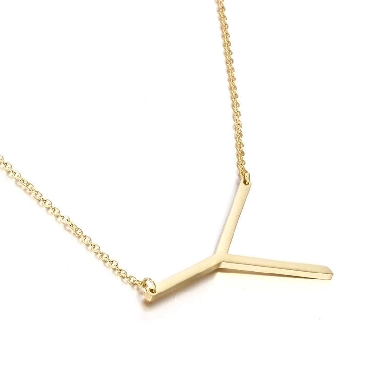 Titanium Steel 18K Gold Plated Minimalist Plating Letter Necklace