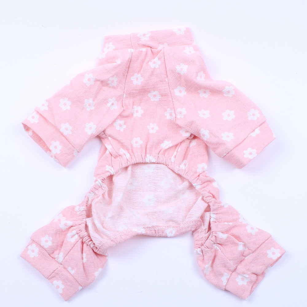 Flower Printed Dog JumpSuit Pajamas
