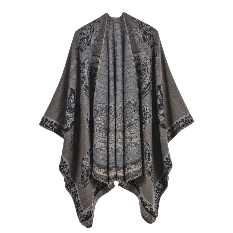 Women's Scarf Shawl Creative New Fashion Cashmere Jacquard Split Thickened Large Cloak Air Conditioning Warm Shawl