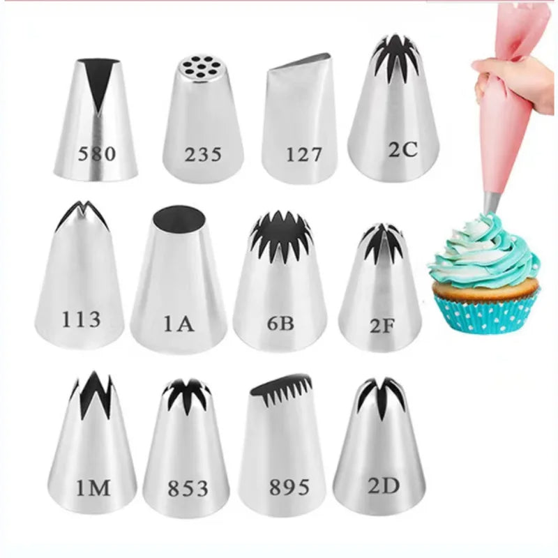 stainless steel decorating tip set cake.