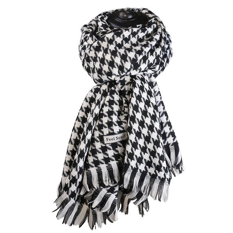Unisex Basic Lattice Elk Wool Crochet Lace Cotton Linen Scarves