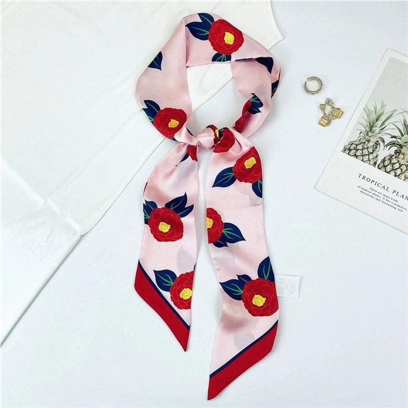 Women's Sweet Flower Satin Silk Scarves