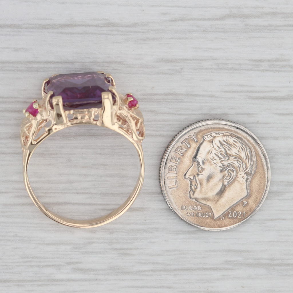 7.80ctw Rectangle Lab Created Sapphire Ruby 14k Yellow Gold Size 7 Ring