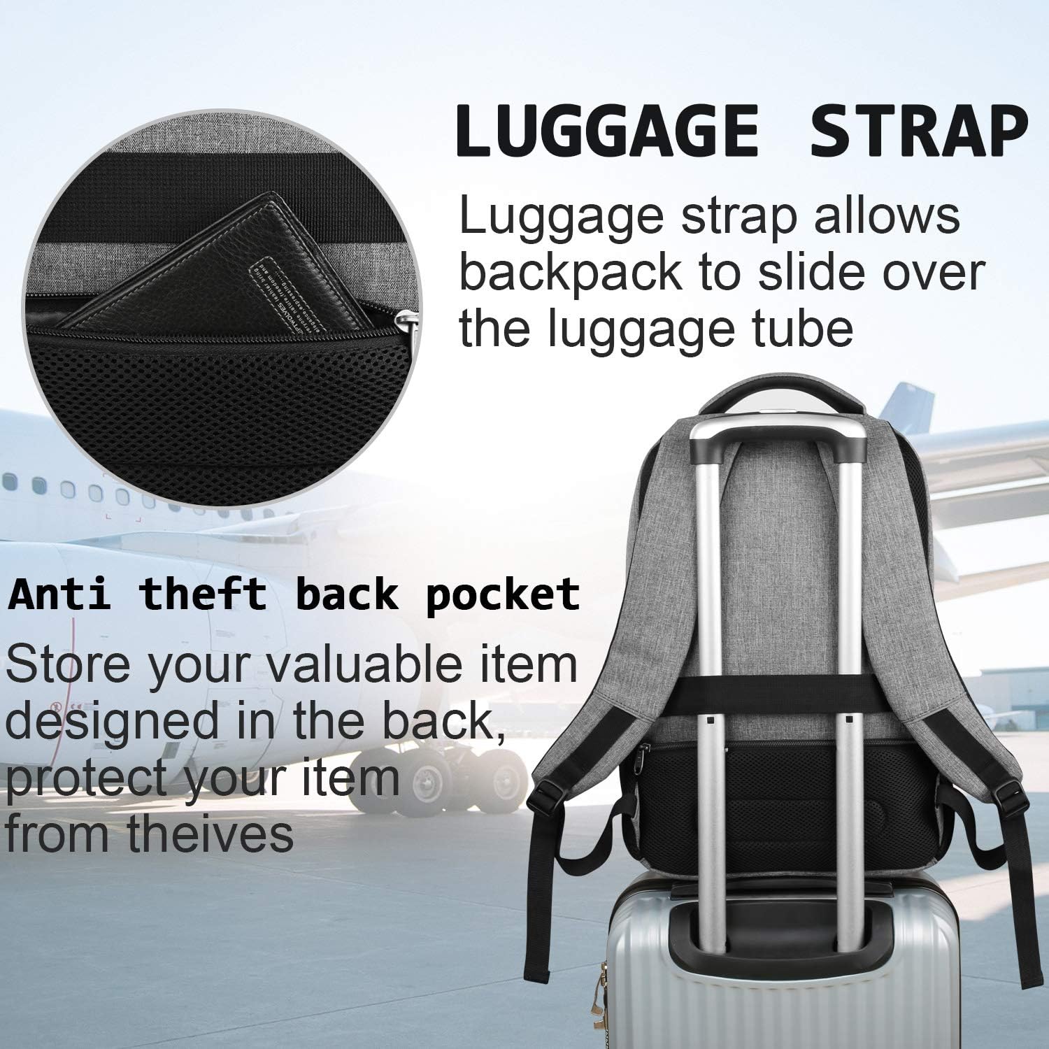 Laptop Backpack,Business Travel Anti Theft Slim Durable Laptops Backpack with USB Charging Port,Water Resistant College Computer Bag for Women & Men Fits 15.6 Inch Laptop and Notebook - Black