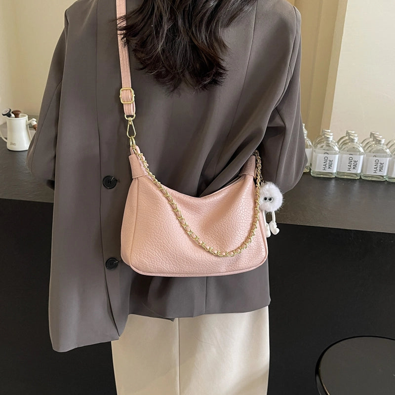 Women's Medium Pu Leather Solid Color Streetwear Zipper Crossbody Bag
