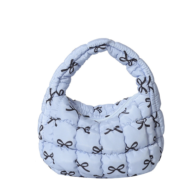 Women's Nylon Printing Bow Knot Classic Style Cloud Shape Zipper Cloud Shape Bag Handbag