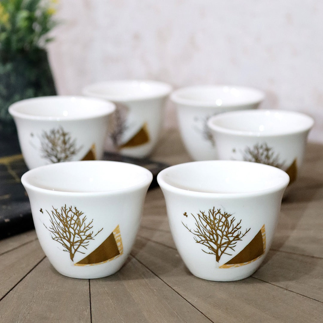 Golden Tree Porcelain Coffee Cups Set (6pcs)