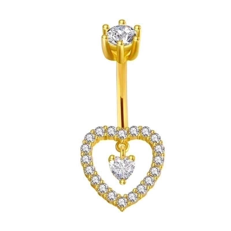 15 Pieces Minimalist Heart Shape Pineapple Butterfly Plating Inlay Stainless Steel Zircon Navel Stud