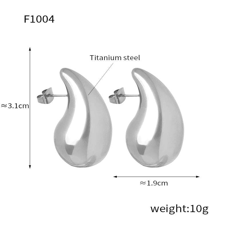 1 Pair Minimalist Water Droplets Plating Inlay Titanium Steel Artificial Pearls Artificial Diamond 18K Gold Plated Ear Studs