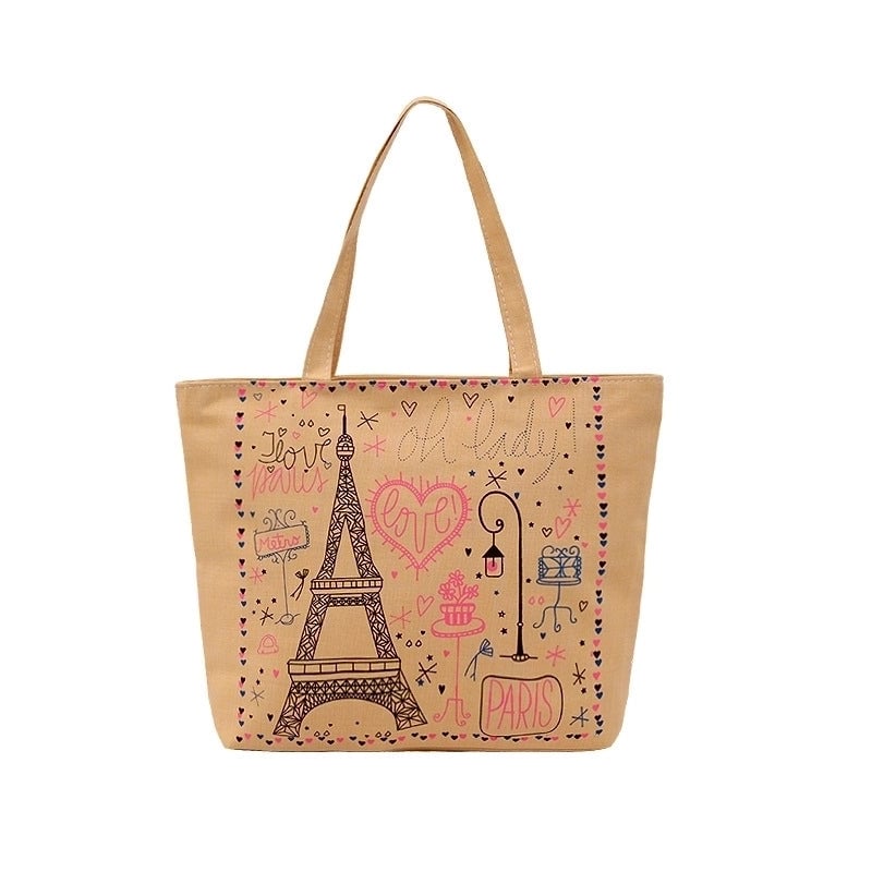 Women's Medium Nylon Printing Vintage Style Classic Style Square Zipper Tote Bag