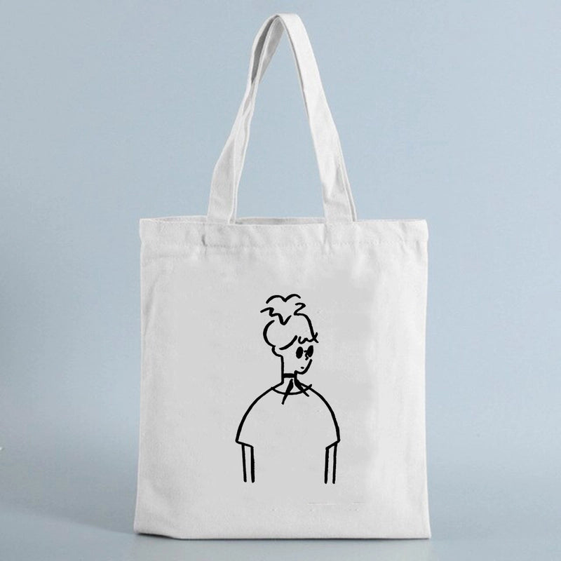 Women's Small Canvas Human Elegant Square Open Canvas Bag