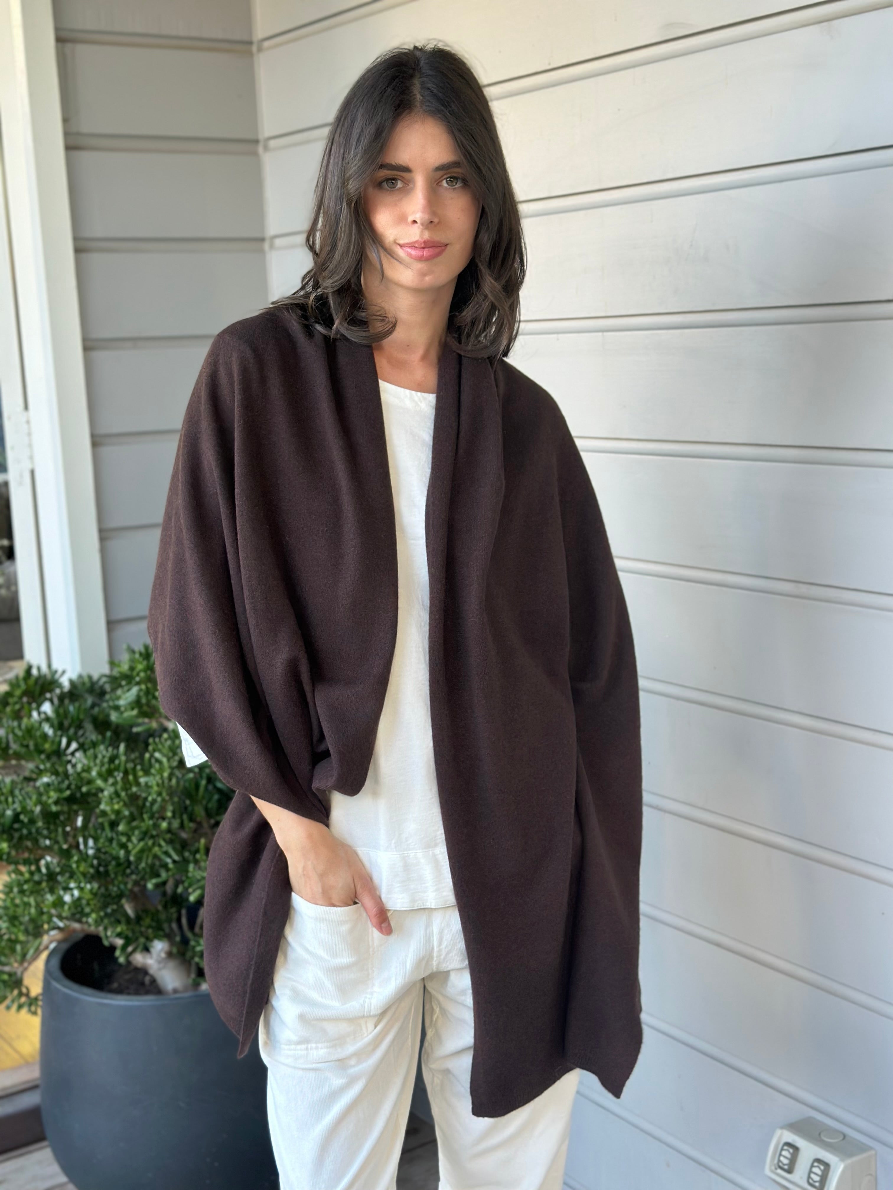 large cashmere scarf-chocolate