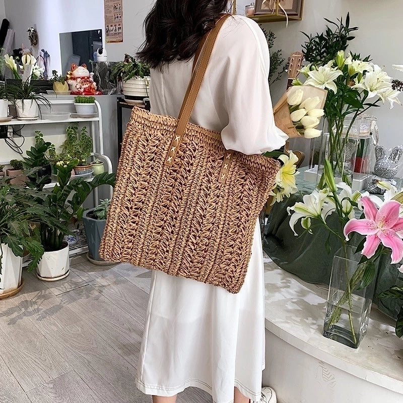 Women's Large Straw Streetwear Straw Bag
