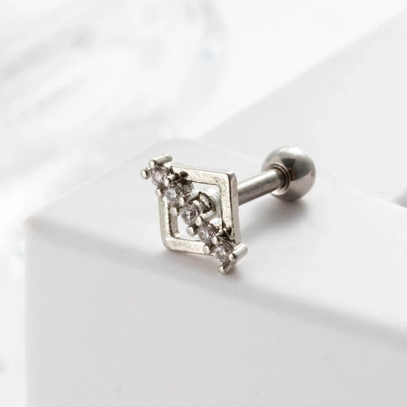 Ear Cartilage Rings & Studs Geometric 316L Stainless Steel  Copper Inlaid Zircon