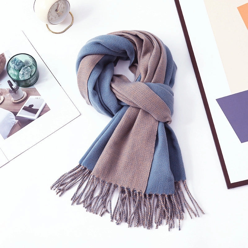 Cashmere Scarf Women's Winter Hot Imitation Cashmere Scarf Men's Shawl  Thickened Double-sided Wool Scarf