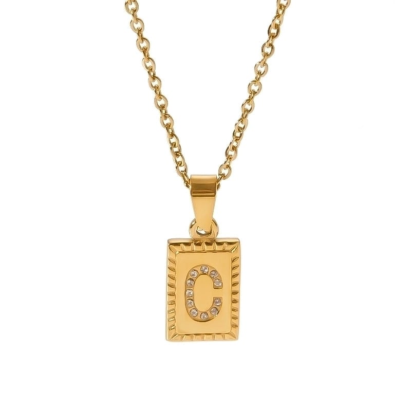 304 Stainless Steel Sweet Polishing Plating Inlay Letter Diamond Necklace