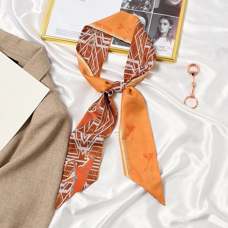 Women's Lady Geometric Satin Silk Scarf