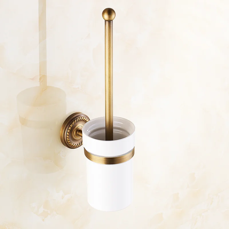 Simple Style Bobao Antique Brass Hotel Bathroom Accessories Set White Ceramic Soap Holder