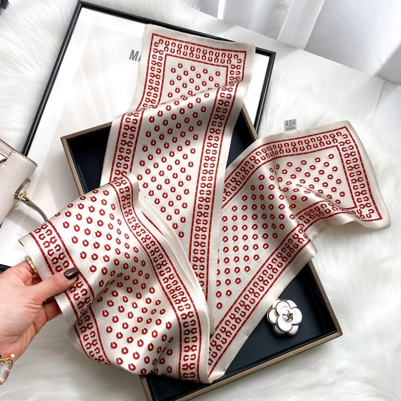 Women's Fashion Flower Silk Printing Silk Scarves