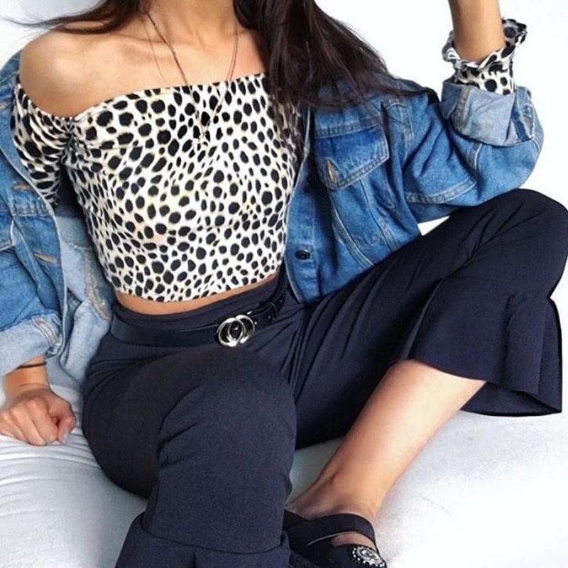 Wide Shoulder Leopard Top