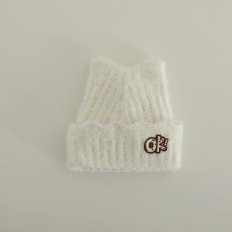Cute Cat Ears Plush Knitted Hat Autumn And Winter Children Warm Baby's Knit Hat Personality Girl Sleeve Cap