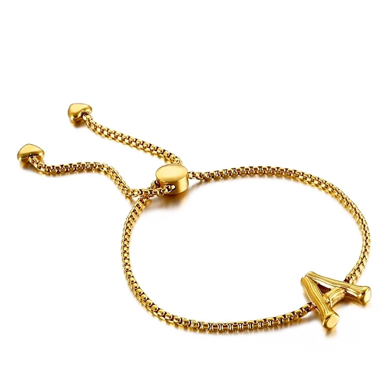 Casual Minimalist Letter Heart Shape Stainless Steel 18K Gold Plated Bracelets In Bulk