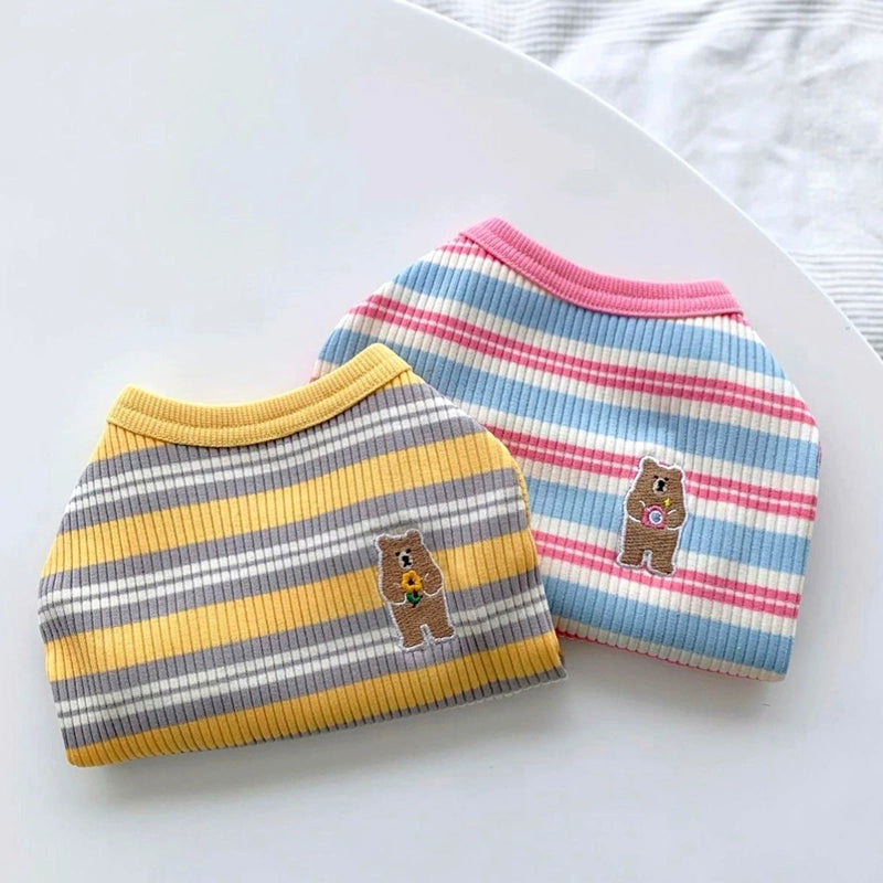 Contrast Color Striped Bear Dog Cat Vest