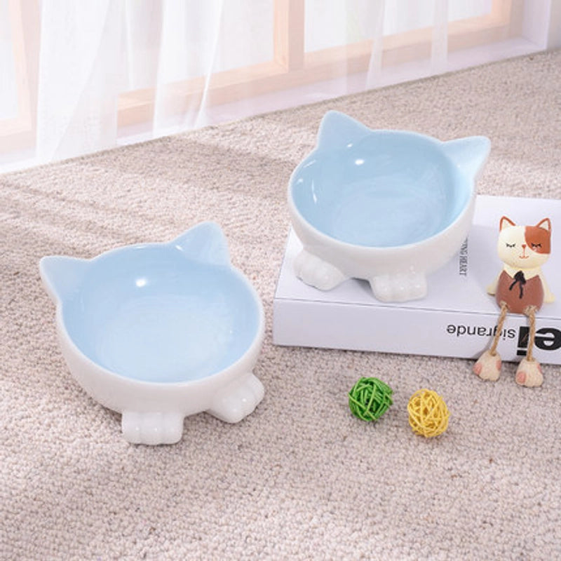 Cat Bowl Ceramic Goblet Pet Bowl Oblique Mouth Cat Bowl Animal Easy Cleaning Cute Ceramic Pet Food Bowl