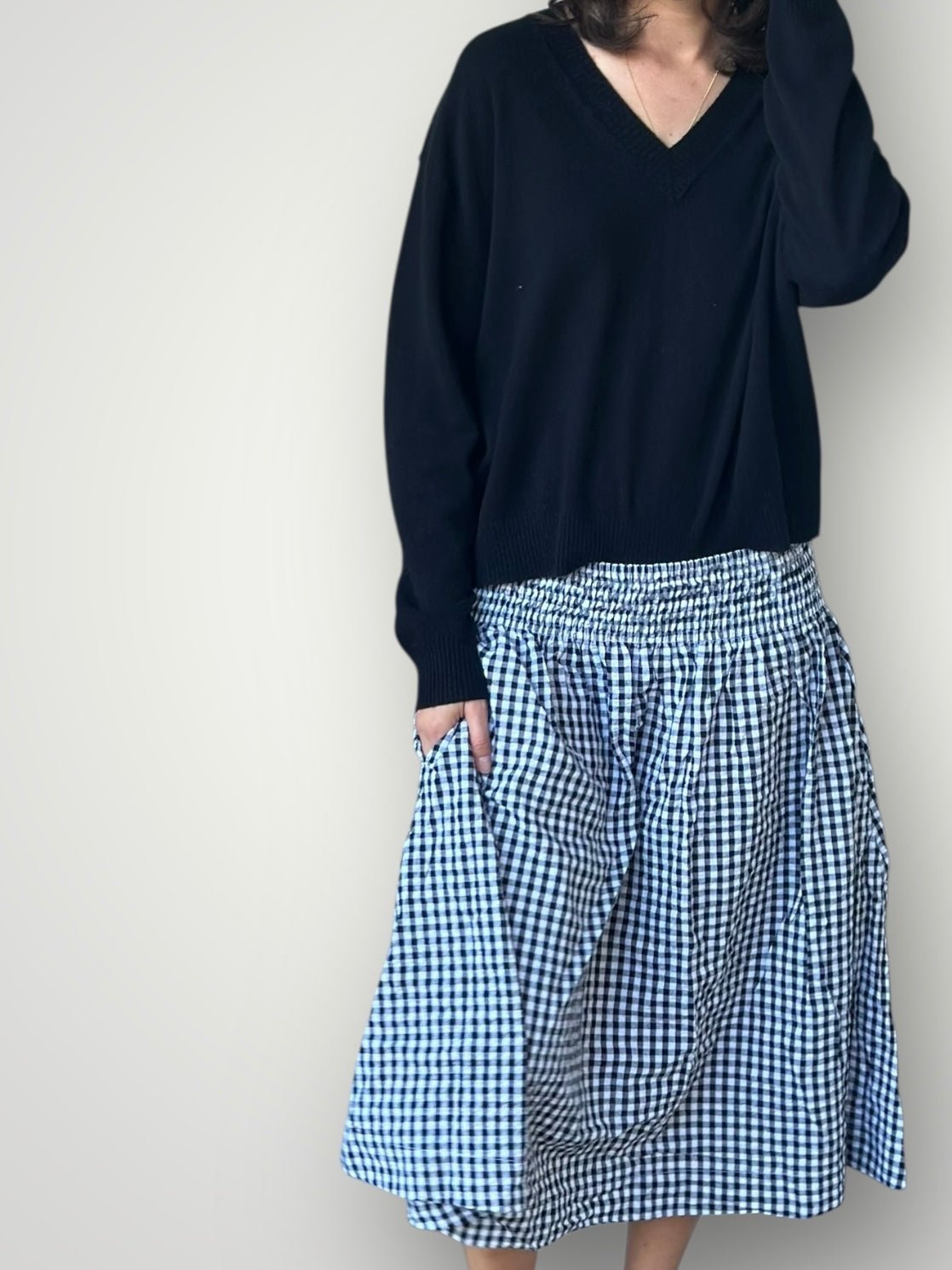 lola skirt -black /white gingham