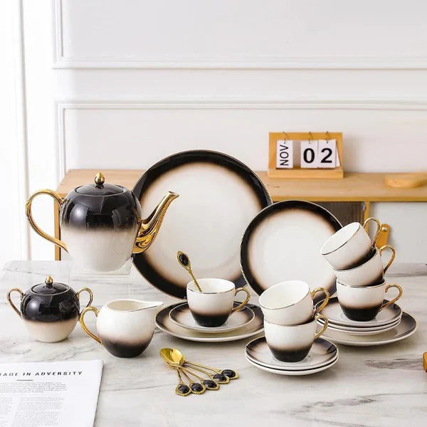 LUXORMOVE TEA & CAKE SET - WHITE & BLACK