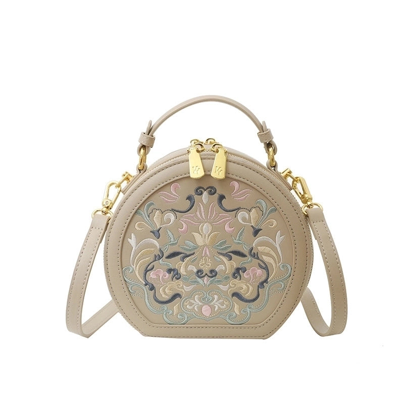 Women's Small Pu Leather Solid Color Ethnic Style Round Zipper Crossbody Bag