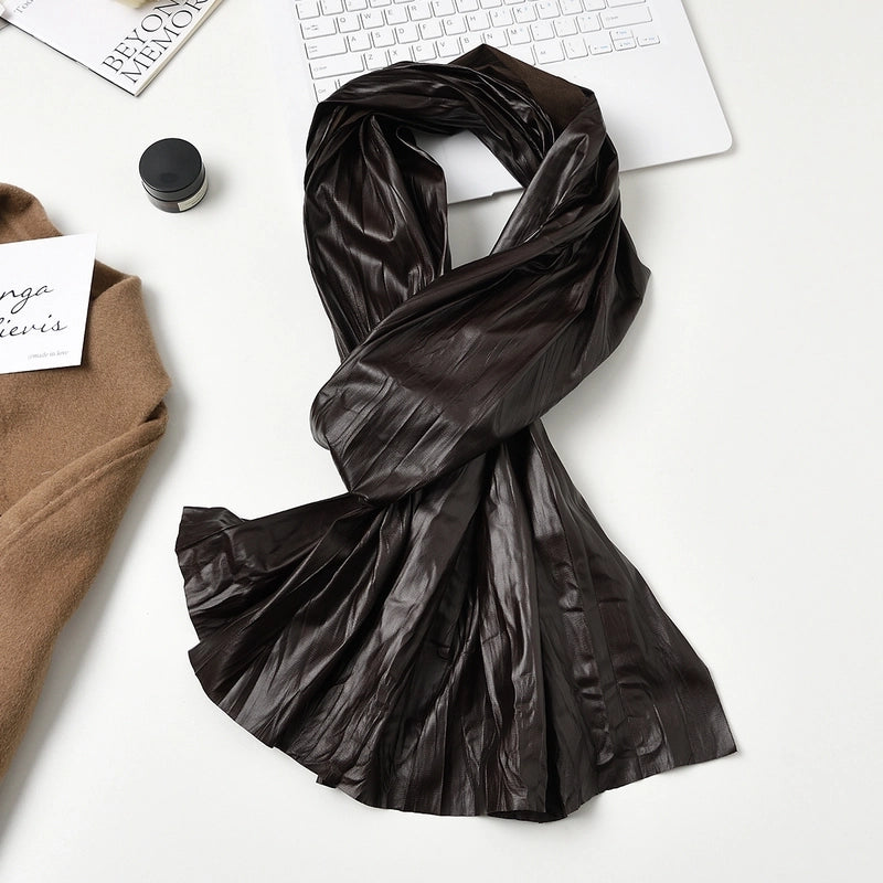 Women's Minimalist Solid Color Polyester Leather Scarf