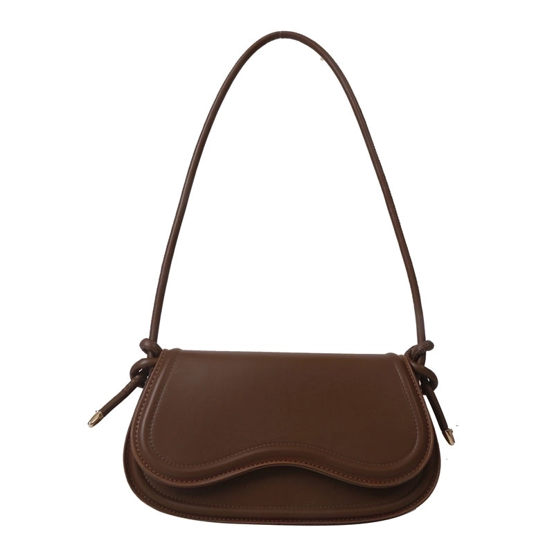 Women's Pu Leather Solid Color Streetwear Oval Flip Cover Shoulder Bag